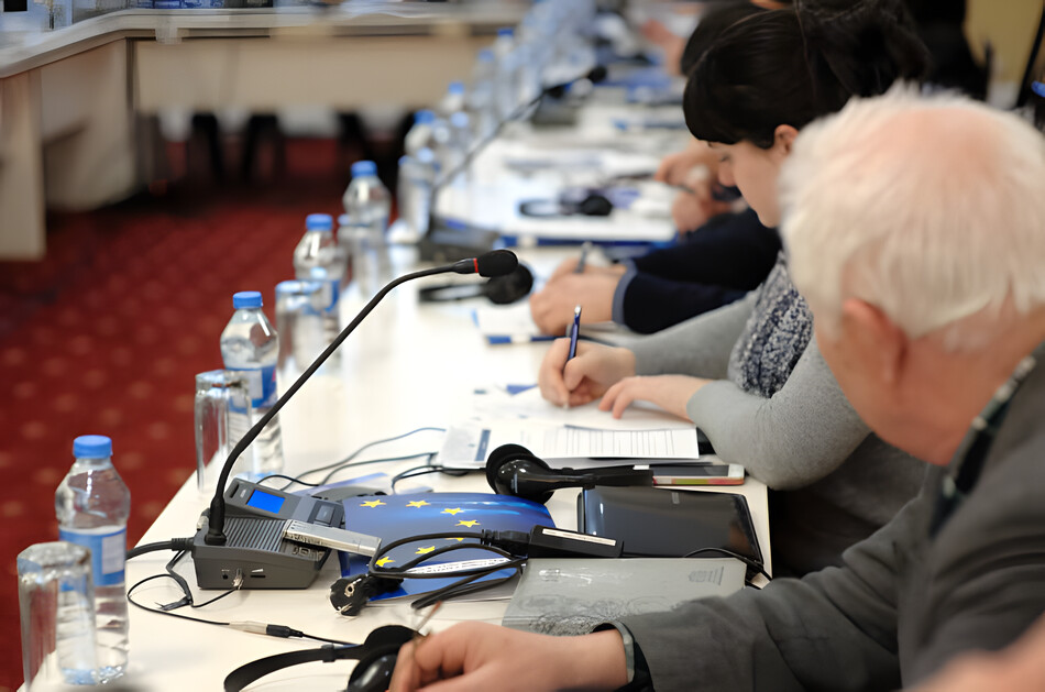 Microphones set up for conference
